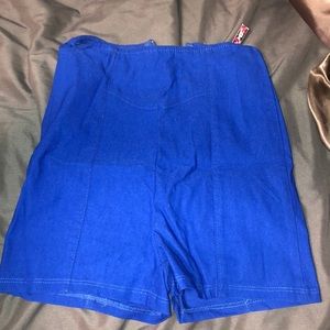 Blue high waisted zipper shorts